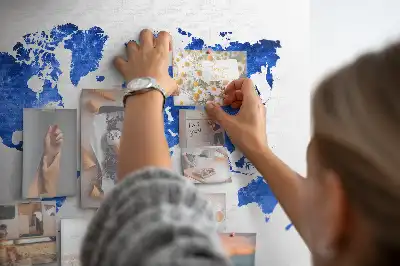 Space world map cork memo board