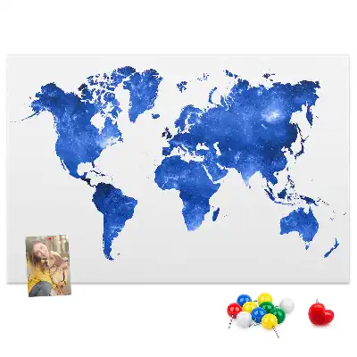 Space world map cork memo board