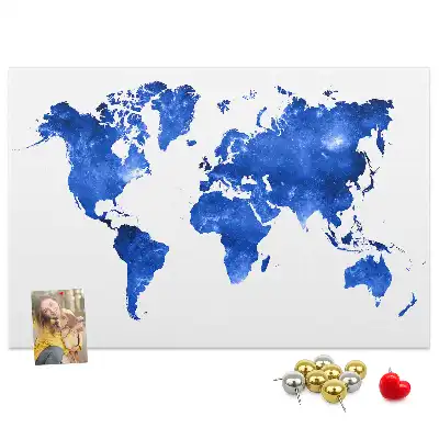 Space world map cork memo board