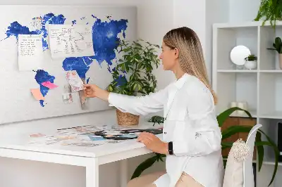 Space world map cork memo board