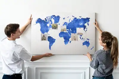Space world map cork memo board