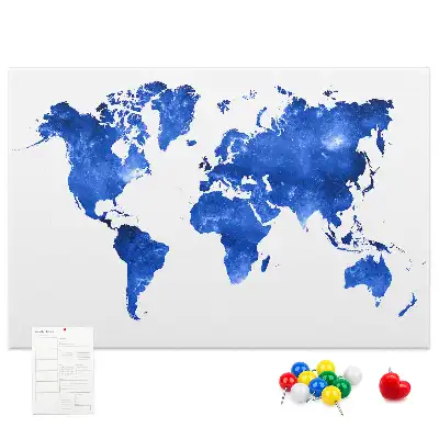 Space world map cork memo board