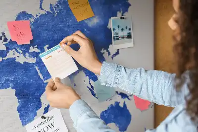 Space world map cork memo board