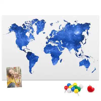 Space world map cork memo board