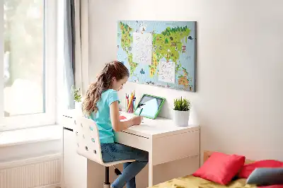 Cultures World Map Cork Memo Board