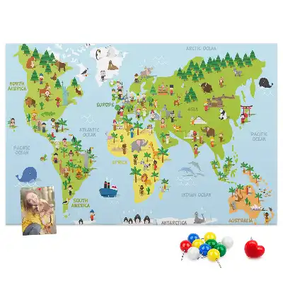 Cork memo board Cultures world map