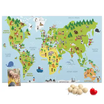 Cork memo board Cultures world map