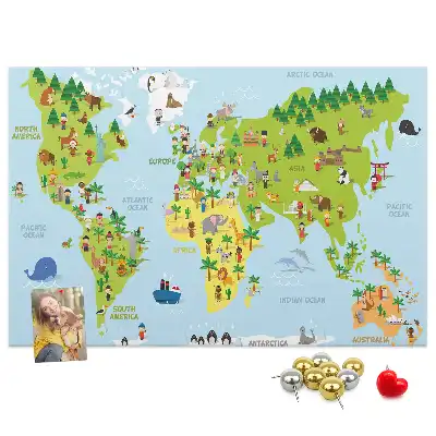 Cork memo board Cultures world map