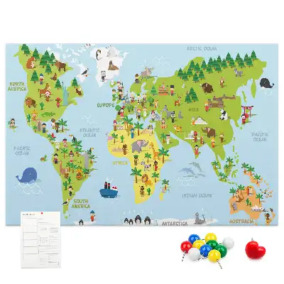 Cork memo board Cultures world map