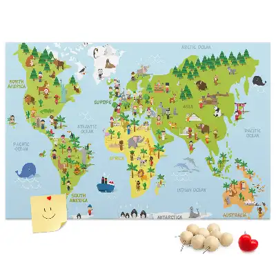 Cork memo board Cultures world map