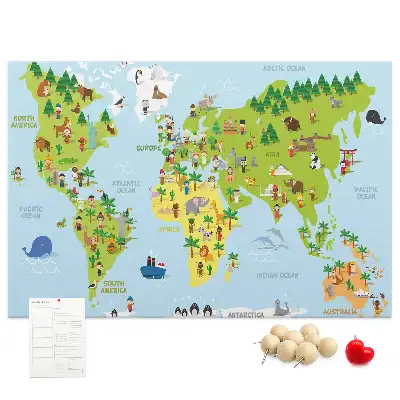 Cork memo board Cultures world map