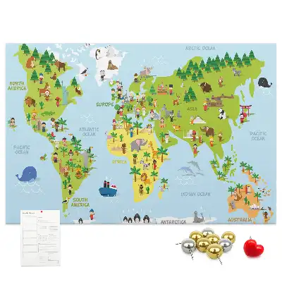 Cultures World Map Cork Memo Board