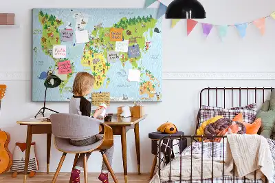 Cork memo board Cultures world map