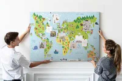 Cultures World Map Cork Memo Board