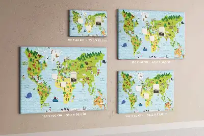 Cork memo board Cultures world map