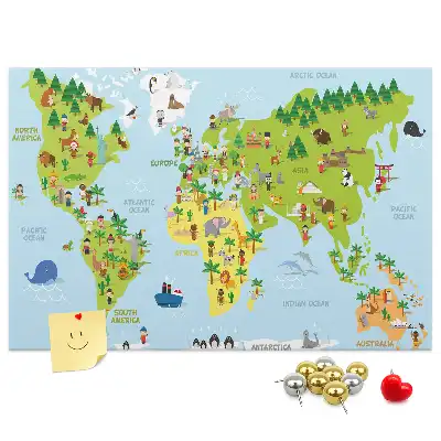 Cork memo board Cultures world map