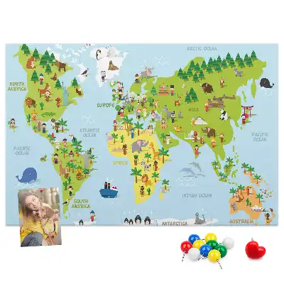 Cultures World Map Cork Memo Board