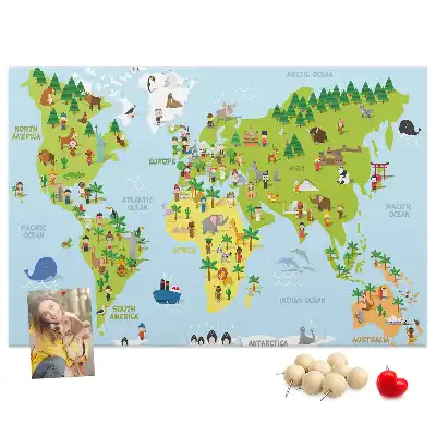 Cork memo board Cultures world map