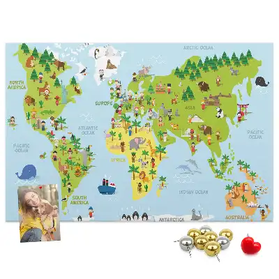 Cultures World Map Cork Memo Board