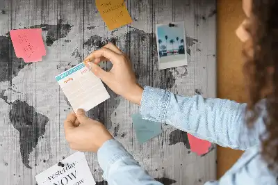 World Map Printed Cork Memo Board on Wood