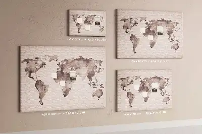 Printed Cork Memo Board Watercolor world map