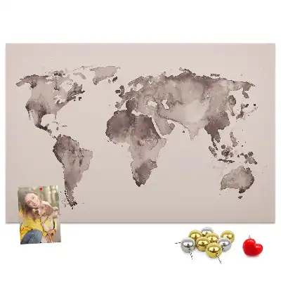 Watercolor World Map Printed Cork Memo Board
