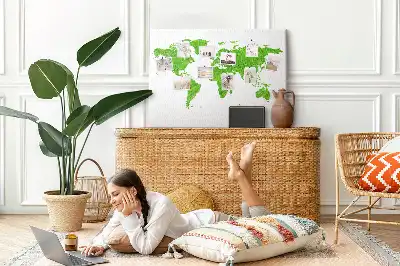 Cork memo board with green grass map design