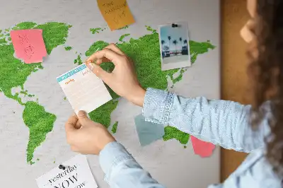 Cork memo board with green grass map design