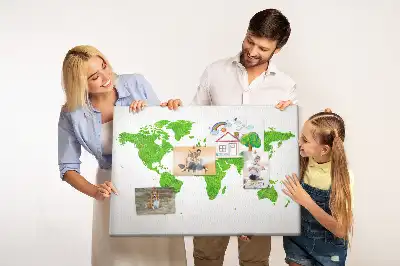 Cork memo board with green grass map design