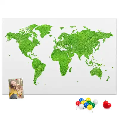 Cork memo board with green grass map design