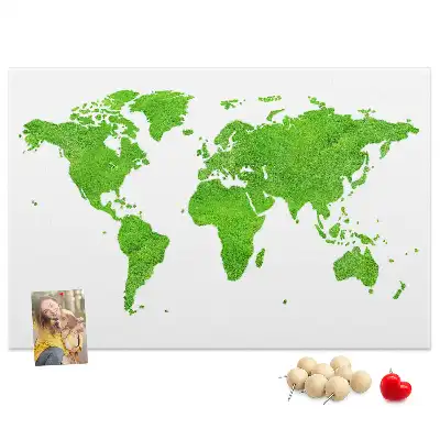 Cork memo board with green grass map design