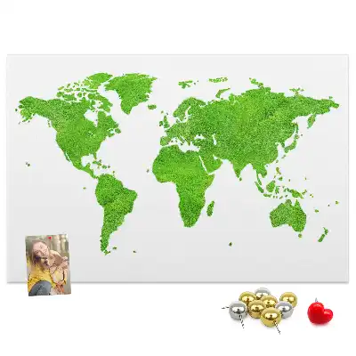 Cork memo board with green grass map design