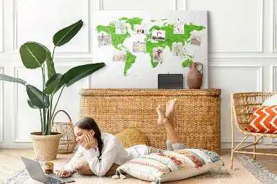 Cork memo board with green grass map design