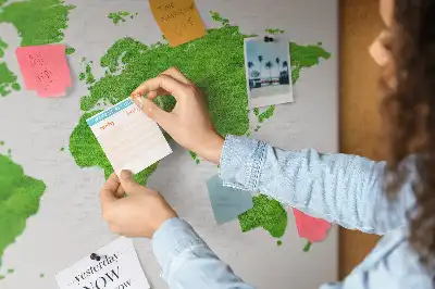 Cork memo board with green grass map design