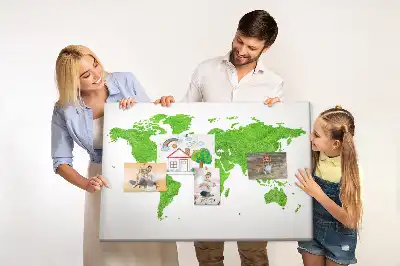 Cork memo board with green grass map design