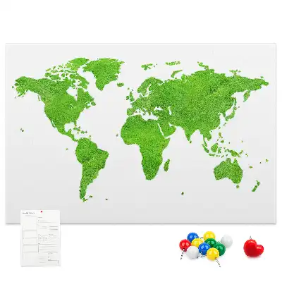Cork memo board with green grass map design