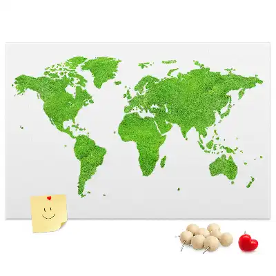 Cork memo board with green grass map design