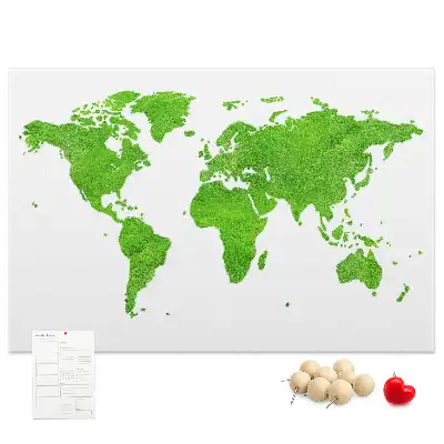 Cork memo board with green grass map design