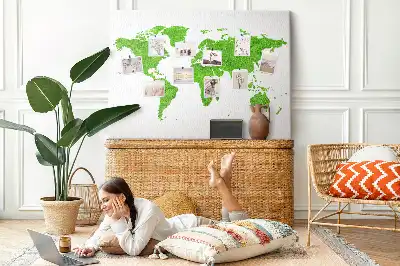 Cork memo board with green grass map design