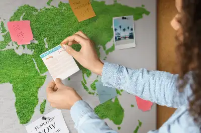 Cork memo board with green grass map design