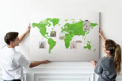 Cork memo board with green grass map design