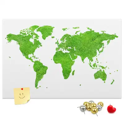 Cork memo board with green grass map design