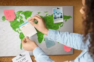 Cork memo board with green grass map design