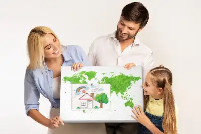 Cork memo board with green grass map design