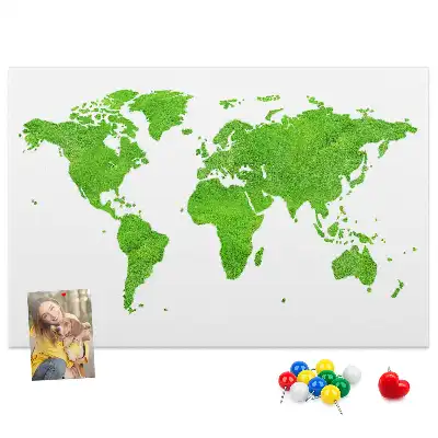 Cork memo board with green grass map design