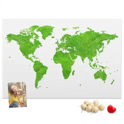 Cork memo board with green grass map design
