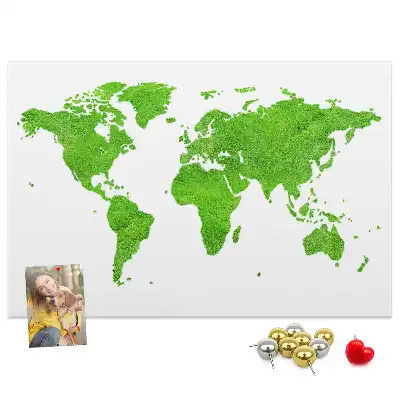 Cork memo board with green grass map design