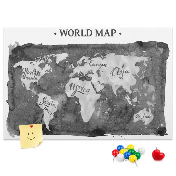 Printed Cork Board Retro world map