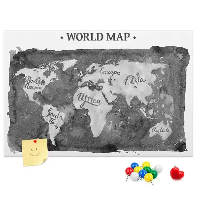 Retro World Map Printed Cork Board