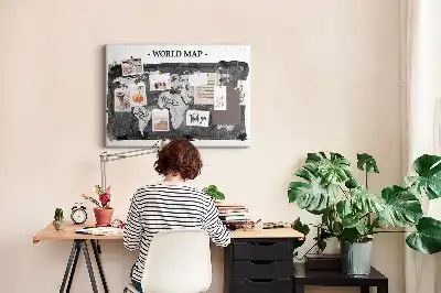Retro World Map Printed Cork Board